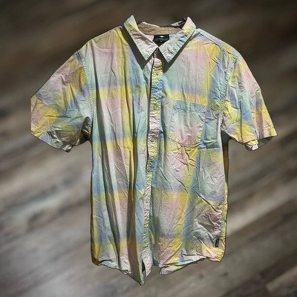 LRG Lifted Research Group ShortSleeve XL Plaid Multicolor Pastel Button-Up Shirt